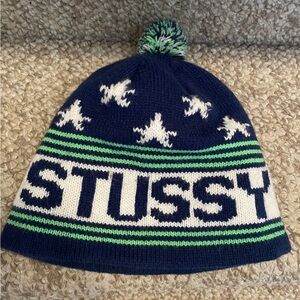 Stussy Navy and Teal Knit Beanie